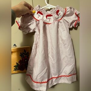 Polka Dot Santa Dress with Red Trim